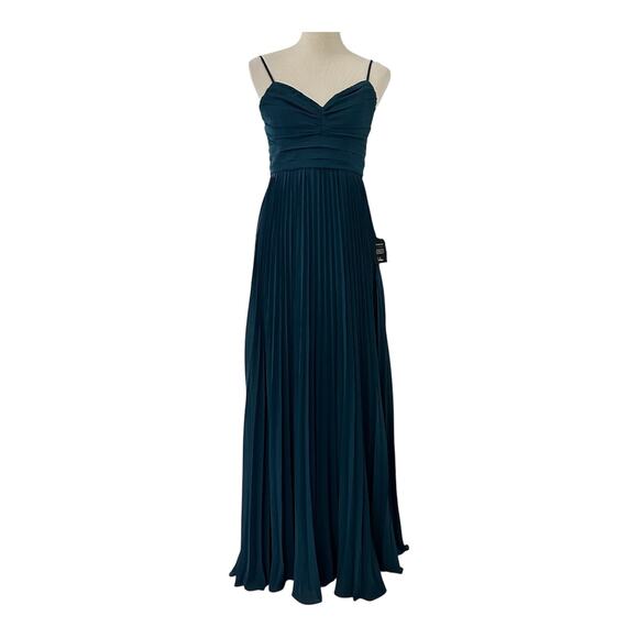 Lulus Sensational Charmer Teal Blue Pleated Sleeveless Maxi Dress Wedding Size M - Picture 6 of 16